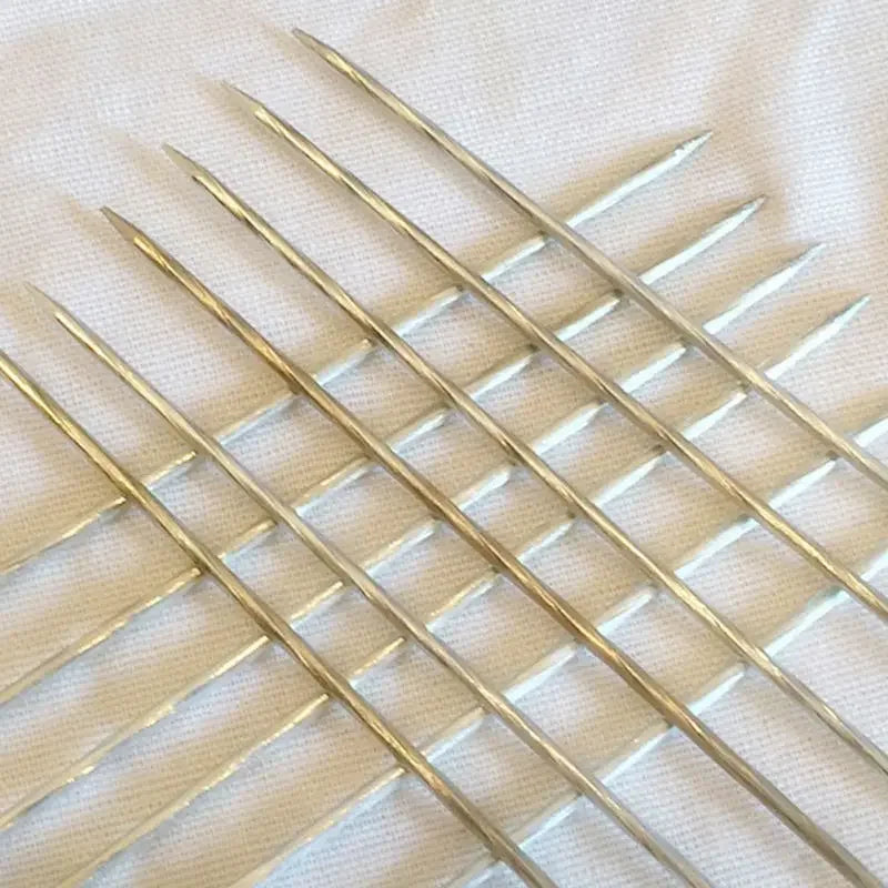 12pcs/set 30cm Reusable BBQ Skewers With Wooden Handle Barbecue Needle Wood Stainless Steel Flattened Rounded Sign Optional Meat