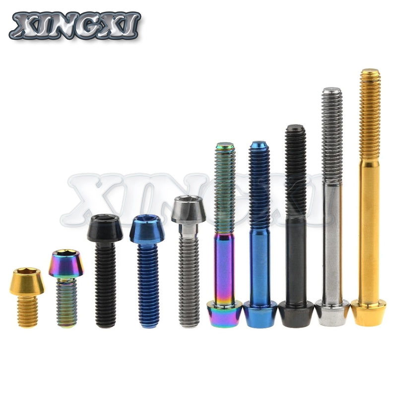 Xingxi Titanium M6x10 16 18 20 25 30 35 40 45 50 55 60 65mm Allen Key Taper Head Screw for Bicycle Headset Brake Bicicleta Bolts