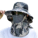 Men's camouflage shawl sun hat outdoor breathable sun protection face fishing hat tourism mountaineering detachable Hiking Caps