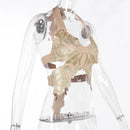 Bandage Halter Sexy Butterfly Print Crop Top Party Club Y2K Clothes for Women Summer Backless Sleeveless V Neck Tank Tops Outfit