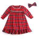 Mudbala Baby Toddler Christmas Matching Family Pajamas Girls Boys Flannel Tartan Kids Pyjamas Set With Eyemasks And Bows Hairpin