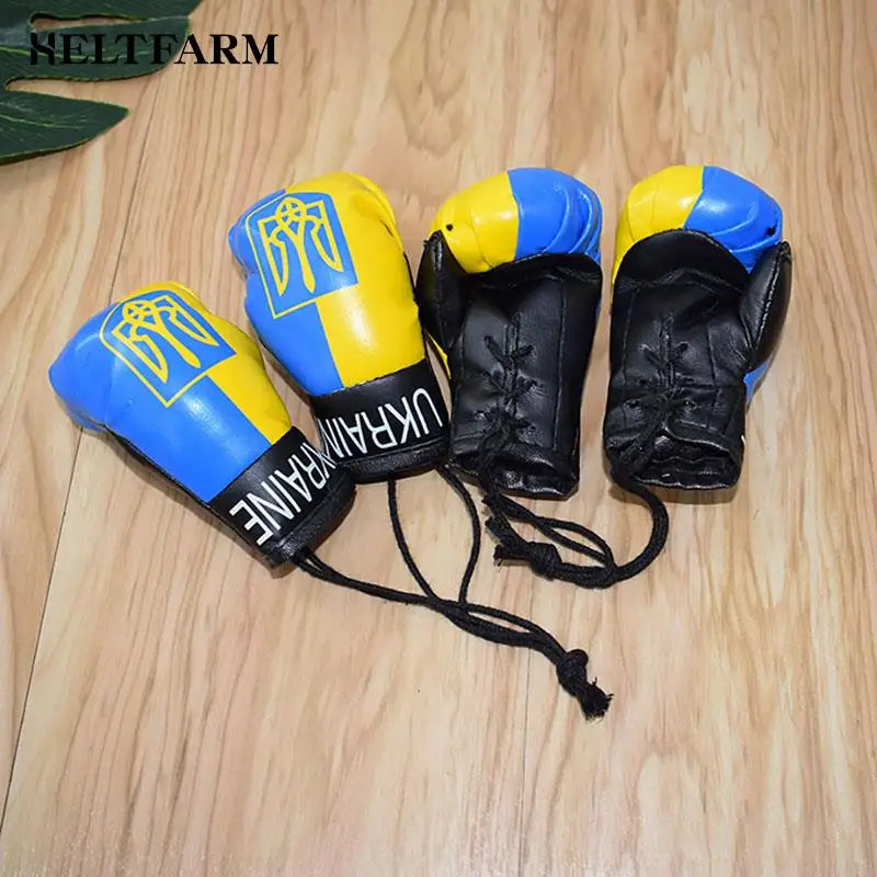 Car Accessories Decoration Gift 1pcs Ukraine National Flag Boxing Gloves Keychains Hanging Pendant Accessories