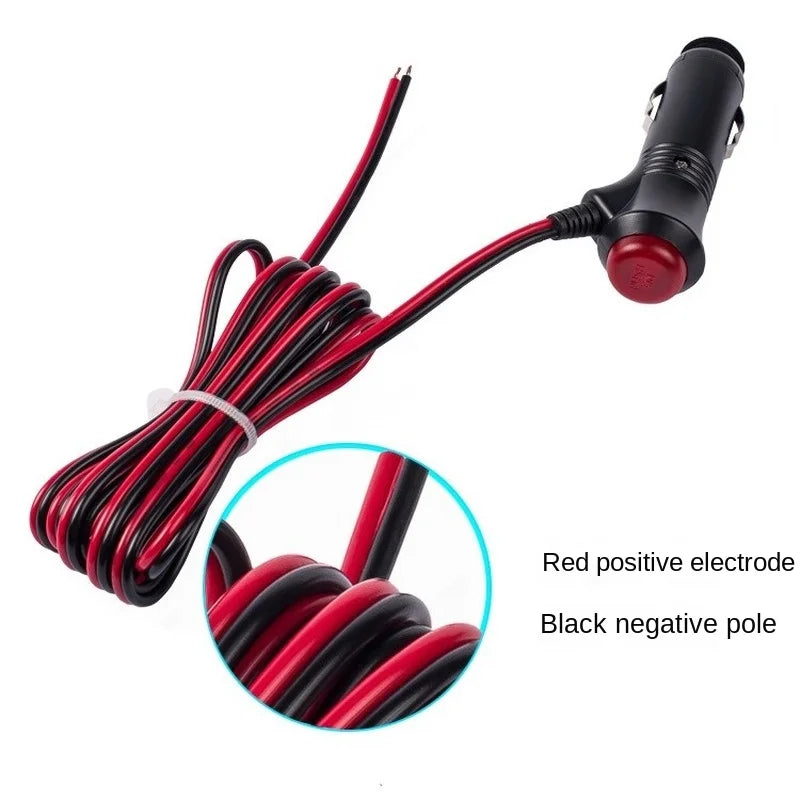 12V 24V Car Motorcycle Male Cigarette Lighter Socket Plug Connector 1m/2m/3m Wire with Switch Charger Cable Socket Car