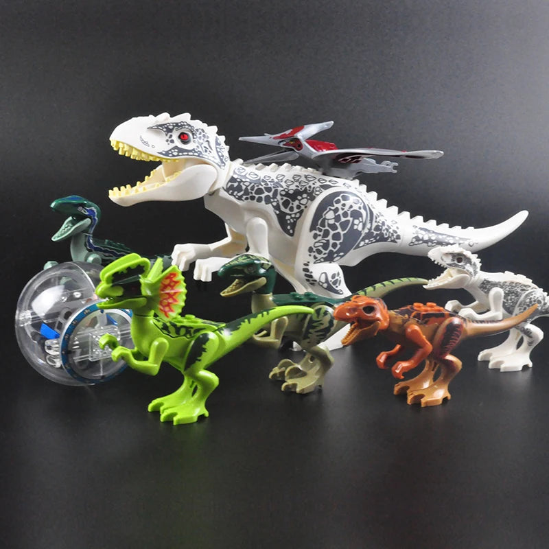 Jurassic Dinosaur Park Dinos World Building Blocks Animals Tyrannosaurus Rex Indominus I-Rex Blue Figures Triceratops Toys