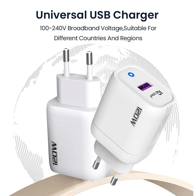 Olaf 120W Fast Charger Adapter Quick Charge 3.0 USB Charger Mobile Phone Adapter Power For iPhone Samsung Xiaomi Wall Chargers