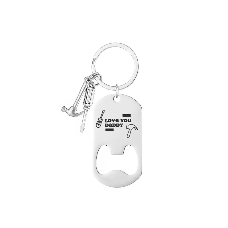Beer Bottle Opener Stainless Steel Keychain Pendant Father's Day Gift