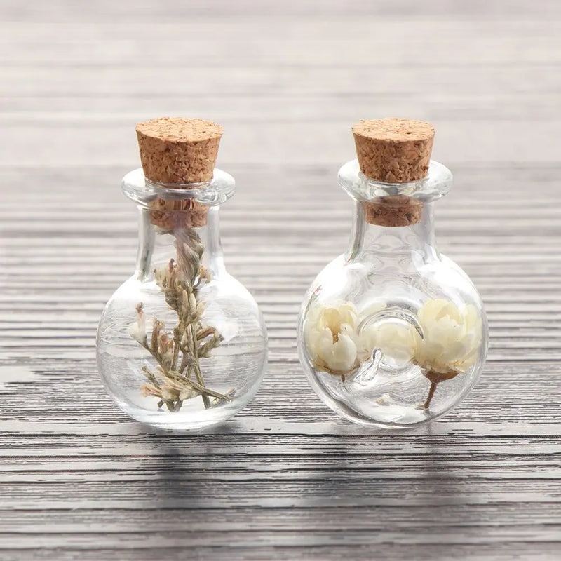 5Pcs Mini Glass Cork Bottles Empty Sample Jars Wishing Bottle Wedding Home Decoration DIY Pendants Cork Stopper Storage Vial