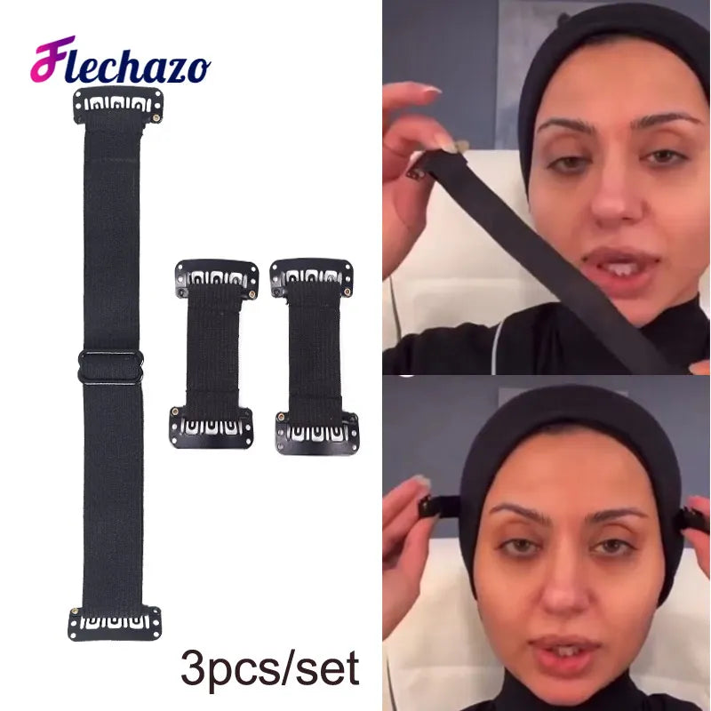 Facelift Stretching Belt Head Bands with Clips Reusable Facial Lifting Bands Stretch Out Strap Adjustable Elastic Band for Hair