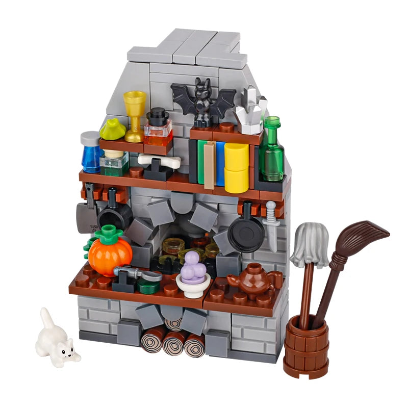 MOC Medieval Castle Building Blocks kit Tent Campfire Siege Car Hanging Cage Trial Bench Guillotine Weapon Toys Gifts Mini Brick