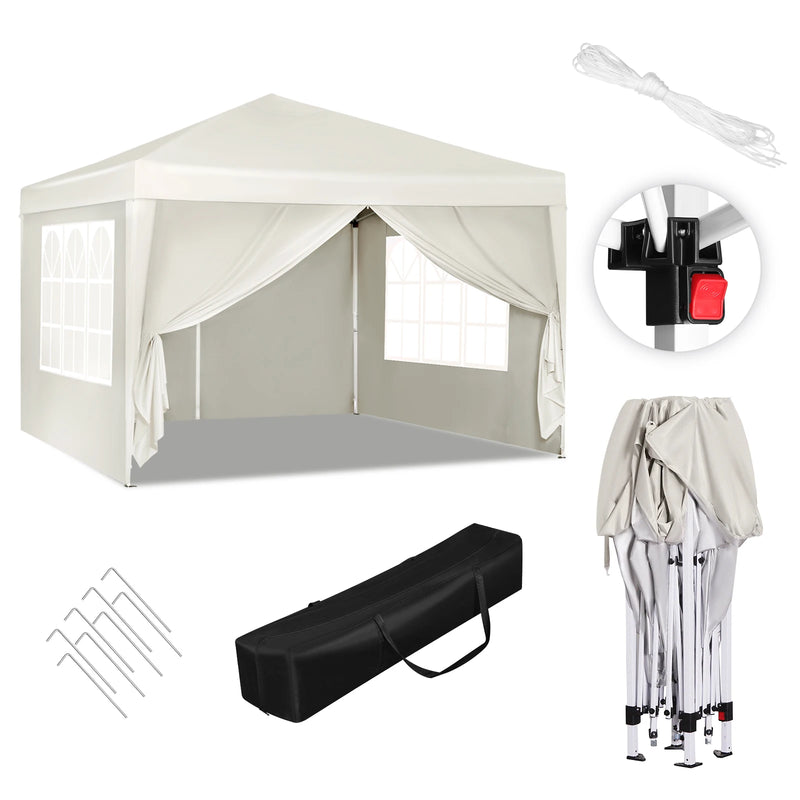 Foldable Canopy 3x3m Garden Tent Camping Pavillon Gazebo Waterproof UV Sun Protection with Carry Bag Sunshade Shelter