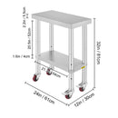SucceBuy Stainless Steel Kitchen Prep Table With 4 Caster Wheels Backsplash Loads Up to 100KG-300KG for Home Storage Rack Dining