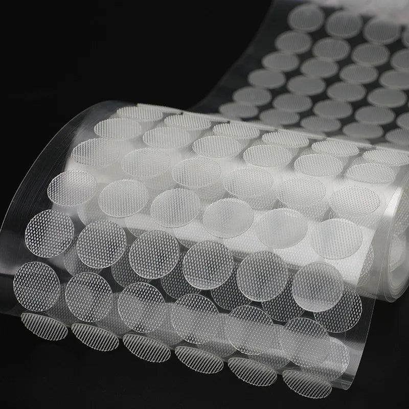 Wholesale 10/15/20mm Self  Fastener Tape White Transparent Dots Disc Adhesive Strong Glue Sticker Round Coins Hook Loop