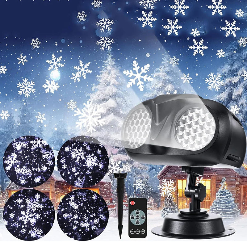 Christmas Snow Lights Projector 2024 Upgrade Binocular Dynamic Snowflakes LED Projector Lamp with Remote for Xmas Holiday Decor