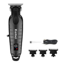 Kemei KM-2293 DLC T-Blade Professional Finishing Machine Zero Gapped Clipper USB LED Display Full Metal Hair Trimmer Machine