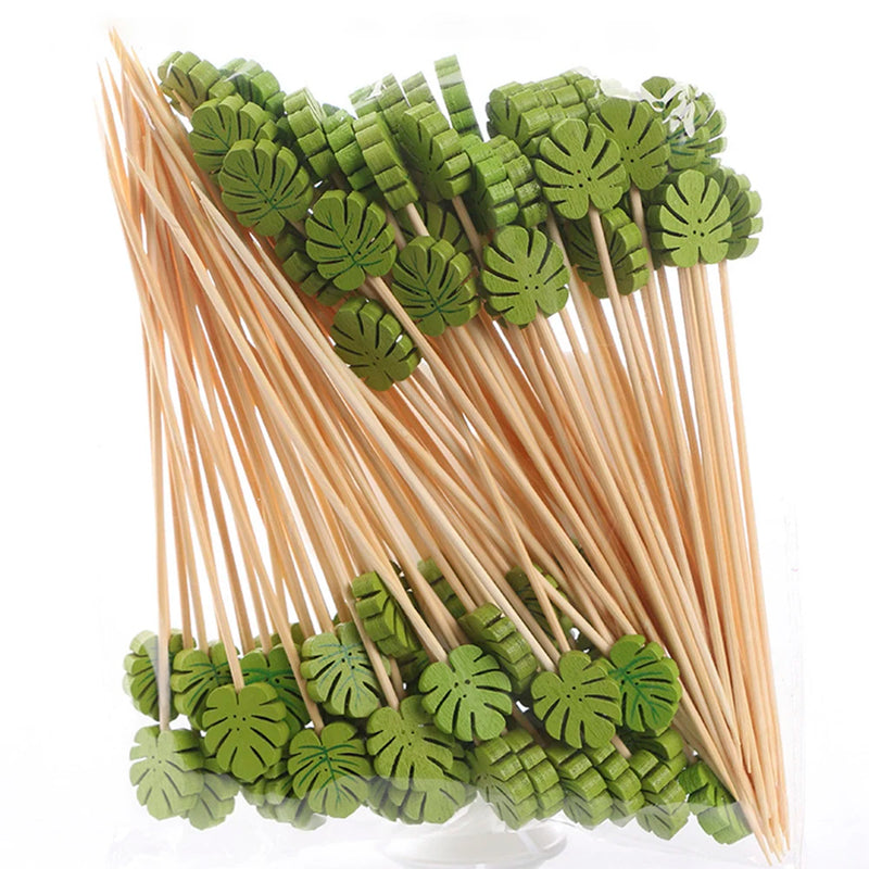 100Pcs 12Cm Disposable Party Tableware Fruit Dessert Sticks Bamboo Skewers Buffet Cupcake Decoration Wedding Supplies