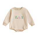 Adorable Bunny Print  with Matching Hat for Infant Baby Girl Boy Easter Outfit Spring Clothing Set