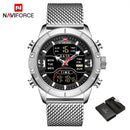 NAVIFORCE Men Watch Top Luxury Brand Man Military Sport Quartz Wrist Watches Stainless Steel LED Digital Clock Relogio Masculino