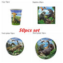 New Jurassic Dinosaur Theme Disposable Tableware Cup Plates Children's Birthday Party Dinosaur Latex Balloon Banner Decoration