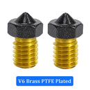 2pcs All Metal V6 Nozzle 3D Printer Parts M6 Thread Brass Hard Steel Titanium PTFE Plated Nozzles E3D V5 For 1.75mm Filament