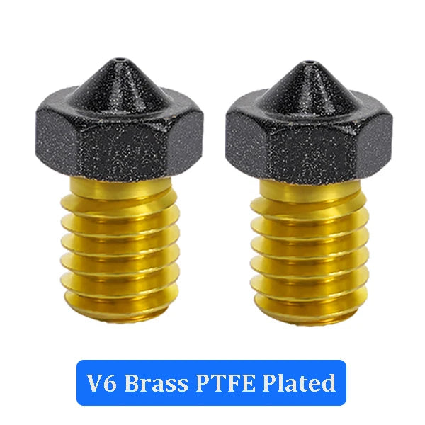 2pcs All Metal V6 Nozzle 3D Printer Parts M6 Thread Brass Hard Steel Titanium PTFE Plated Nozzles E3D V5 For 1.75mm Filament