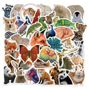 50pcs Realistic Animal Stickers Laptop Phone Notebook Guitar Skateboard Waterproof Graffiti Teaching Decal Sticker for Kids Toy