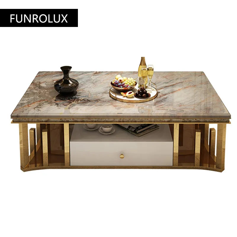 Modern marble coffee table TV cabinet combination simple modern living small apartment creative rectangle small tea table sets