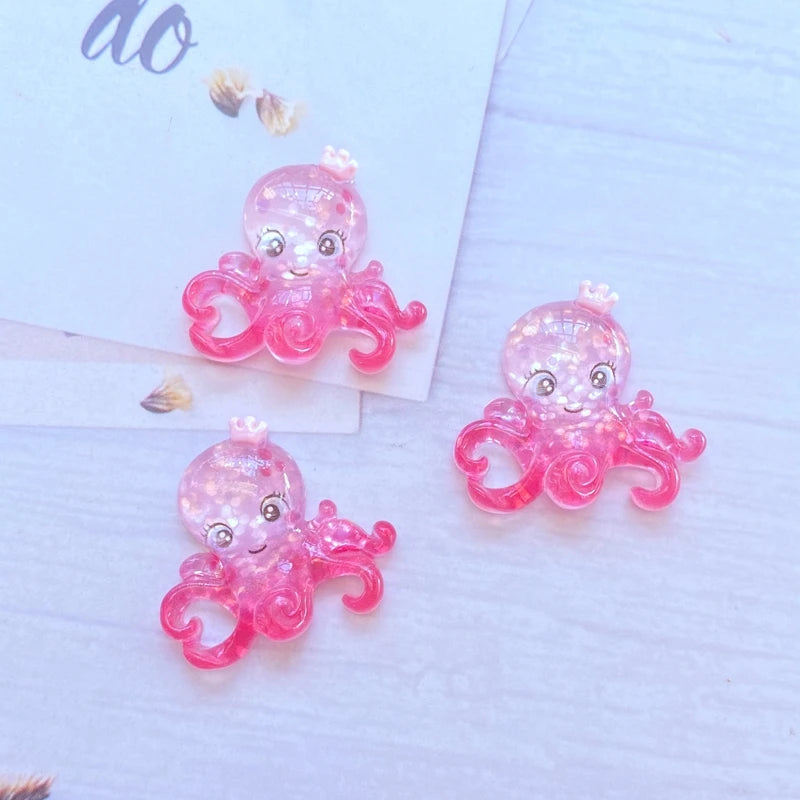 10Pcs New Mini Cute Cartoon Ocean Series Flat back Resin Cabochons Scrapbooking DIY Jewelry Craft Decoration Accessorie