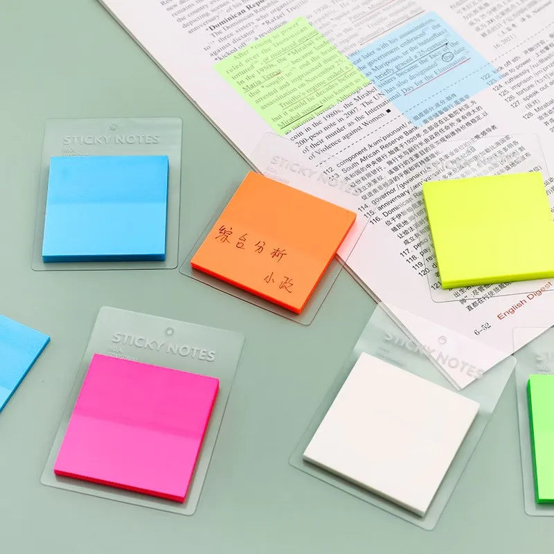 50 Sheets Translucent Colored Clear Sticky Note Waterproof Adhesive Memo Pad for Reading Studying