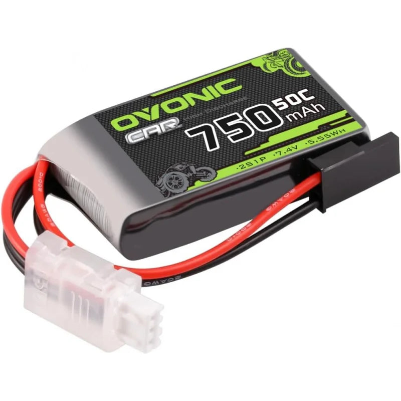 OVONIC 2S Lipo 750mAh 7.4V 50C Lipo Battery with XT60 to TR Connector[2.1" D x 1.1" W x 0.6" H][1 Package Including