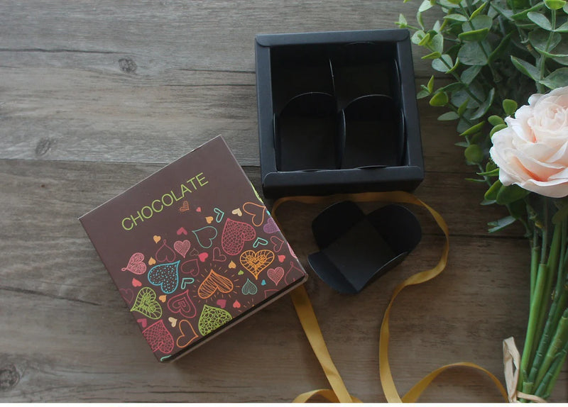 9*9*3.5CM Coloured Flags Heart 10 Set Chocolate Paper Box Valentine's Day Christmas Birthday Party Gifts Packing Boxes