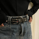 Unisex Jeans Belt Gothic Punk Y2k Designer Belts For Women Plus Size Skull Hand Heart Rivet Black Men's Belt Male Dark series