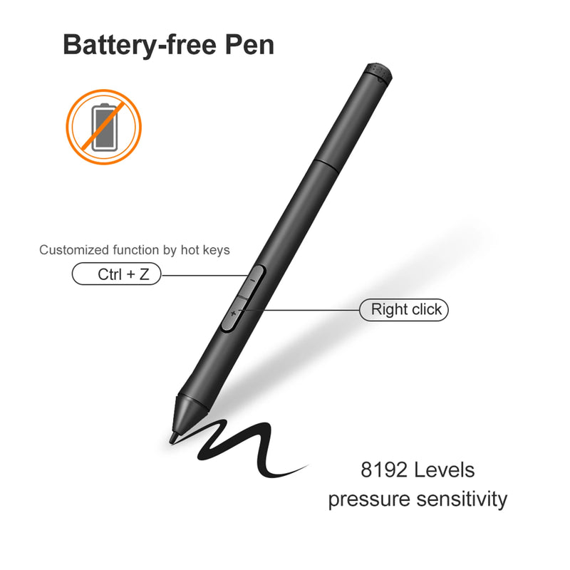 10moons Battery-free Stylus Pen 8192 Pressure Levels with With 2 Customize Keys Wireless for T503 G10 Graphic Tablet