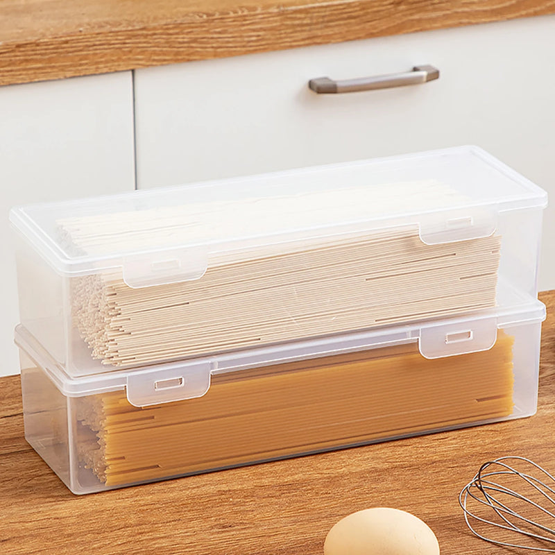 Plastic Spaghetti Storage Box With Lid Multifunctional Kitchen Noodle Organizer Box Fridge Rectangle Storage Container