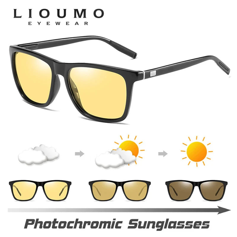 LIOUMO Photochromic Sunglasses Men Polarized Night Vision Glasses For Driving Women Chameleon Eyewear oculos de sol masculino