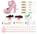 Shoes Woman Pumps Cross-tied Ankle Strap White Pink Wedding Party Shoes Platform Dress Women Shoes High Heels Bow Ladies shoes