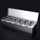 6 Compartment Trays Stainless Steel Detachable Topping Station Plastic Pizza Ingredients Condiment Dispenser Reusable For Home
