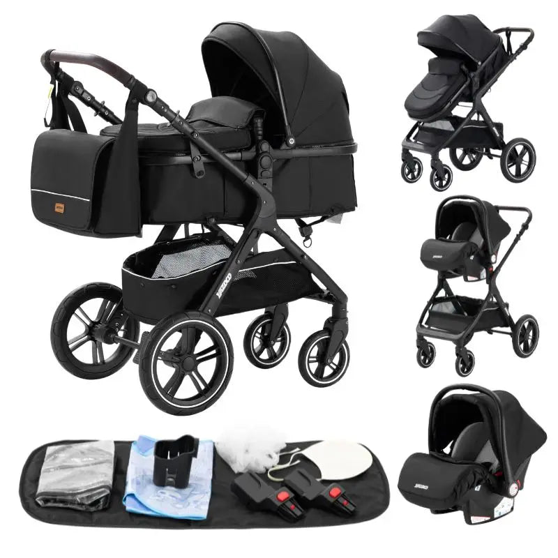 Luxury Baby Stroller 3 in 1 Portable Travel Baby Carriage Fold Pram High Landscape Aluminum Frame Newborn Infant Stroller