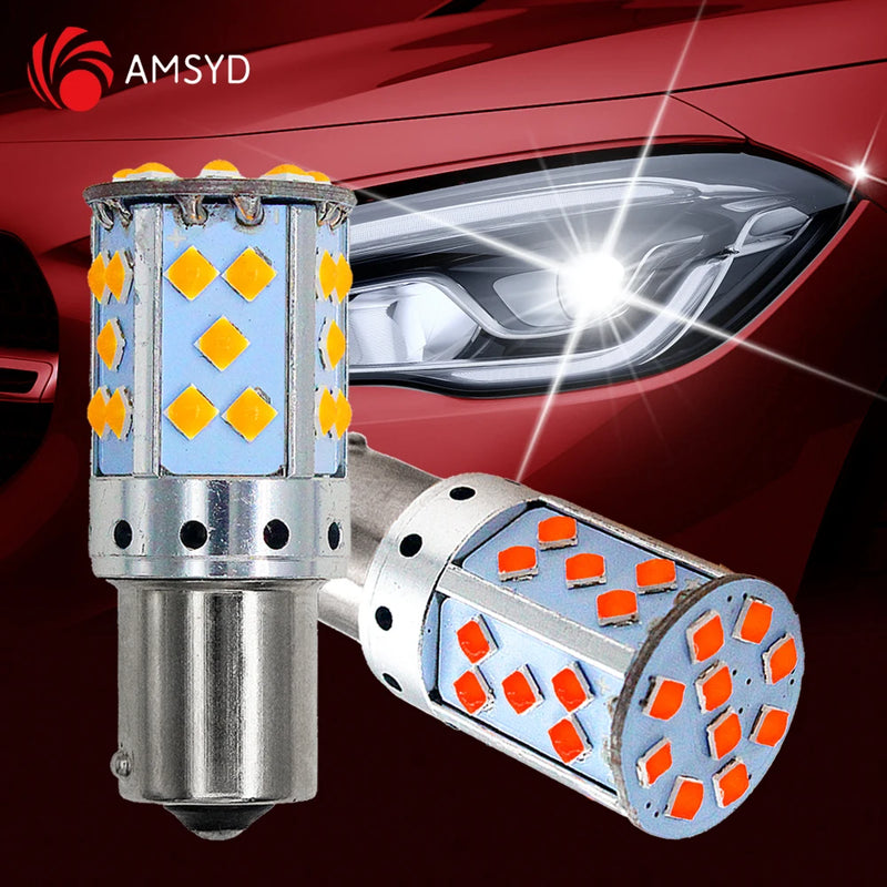 2pcs 1156 BA15S P21W BAU15S PY21W 1157 BAY15D P21/5W 3030 35SMD Canbus No Error LED Bulb Turn Signal Light Auto Reverse Lamp