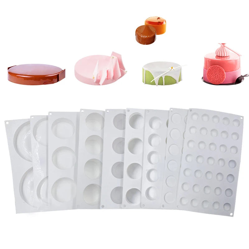 SHENHONG Multiple Mousse Cake Mold Cylinder-Shaped Silicone Mould Dessert Decoration Accessories Muffin Pan Baking Tools