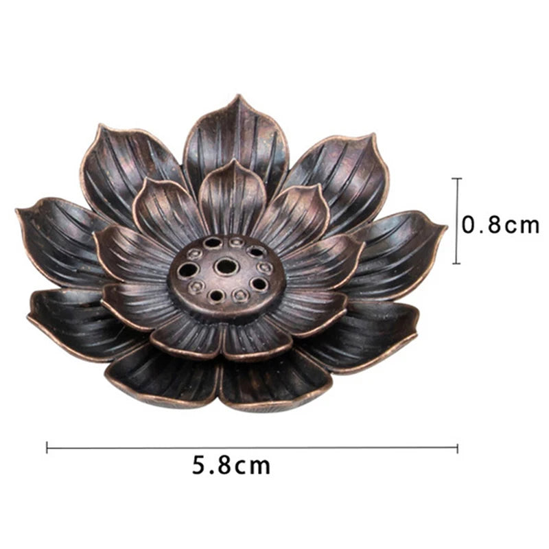 Alloy Incense Burner Stick Holder Buddhism Lotus Line Incense Plate Sandalwood Coil Base Temples Yoga Studios Home Decoration