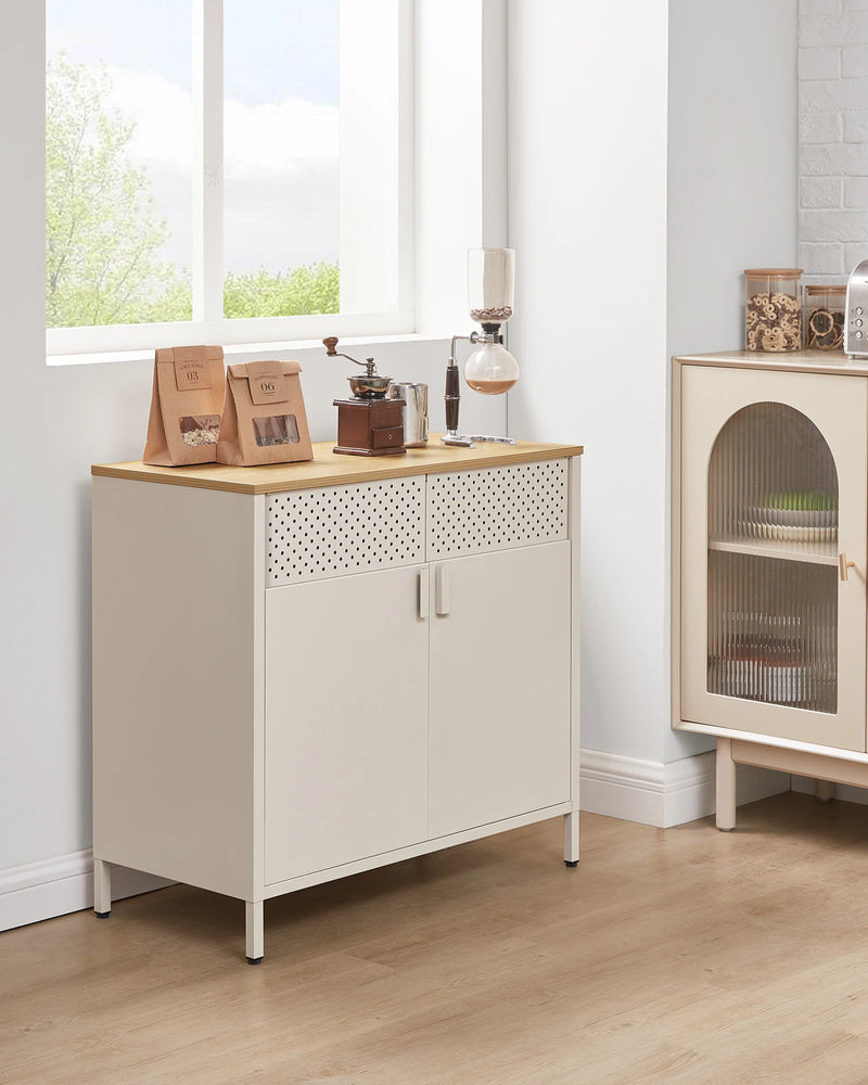 Sideboard, kitchen cupboard, double door cabinet, adjustable floor, steel rack, industrial style multi-functional