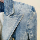 Top Quality Women Washed Denim Jeans Outwear Jackets Double Breasted Slim Short Female Casual Blazer