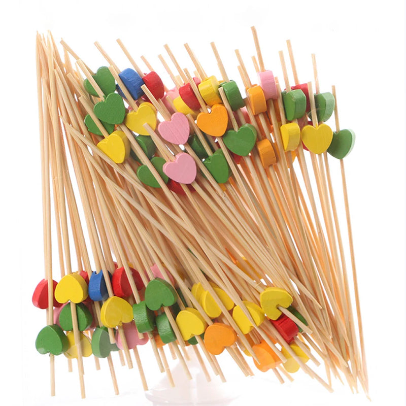 100Pcs 12Cm Disposable Party Tableware Fruit Dessert Sticks Bamboo Skewers Buffet Cupcake Decoration Wedding Supplies