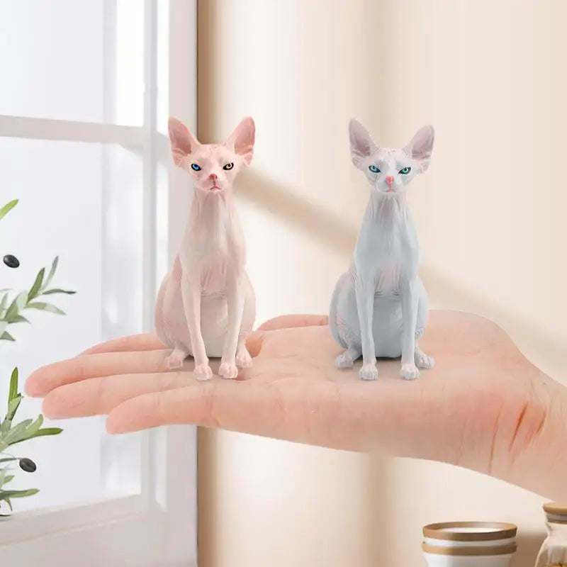 Cute Hairless Cat Model Miniature Hairless Cat Model Sphynx Statue 3.74*3.54*1.57in Vivid Sphinx Cat Animal Figure For Home