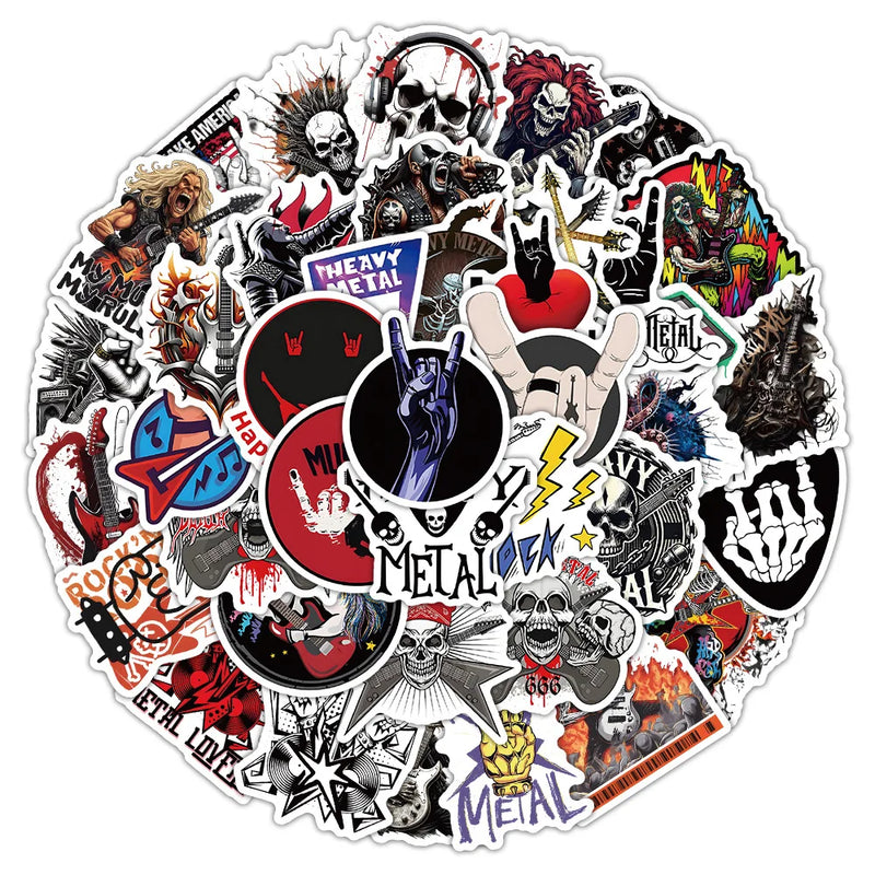 10/30/50PCS Heavy Metals Stickers Rock Cartoon Sticker Music Graffiti Decoration DIY Luggage Laptop Phone Guitar Bike Decals Toy