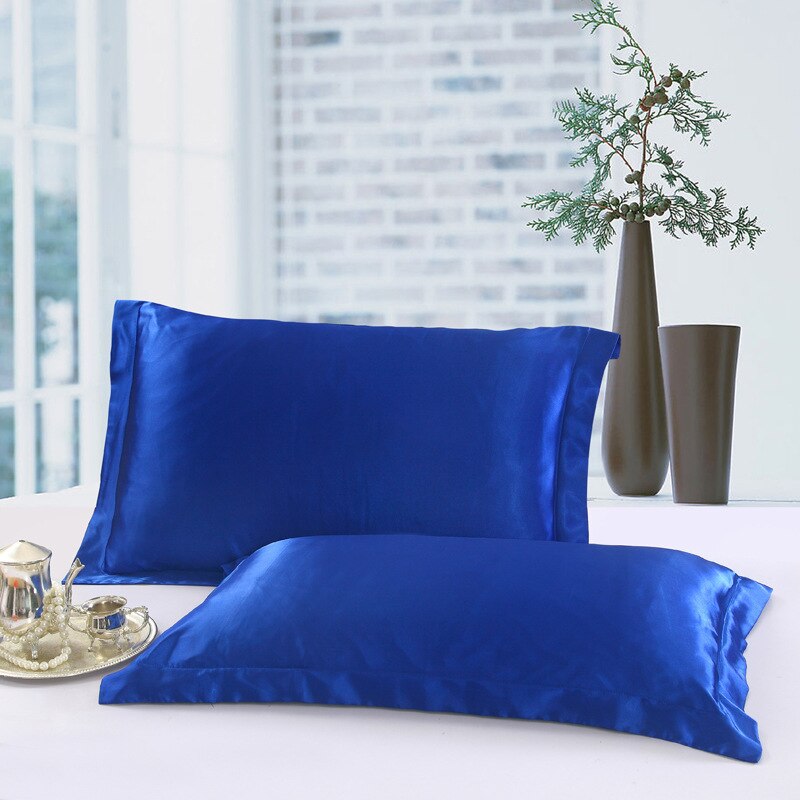 48x74cm Pillowcase Artificial Silk Pillow Cover Solid Color Smooth Satin Pillows Covers for Bedding Sleeping Pillowcases 1/2 pcs