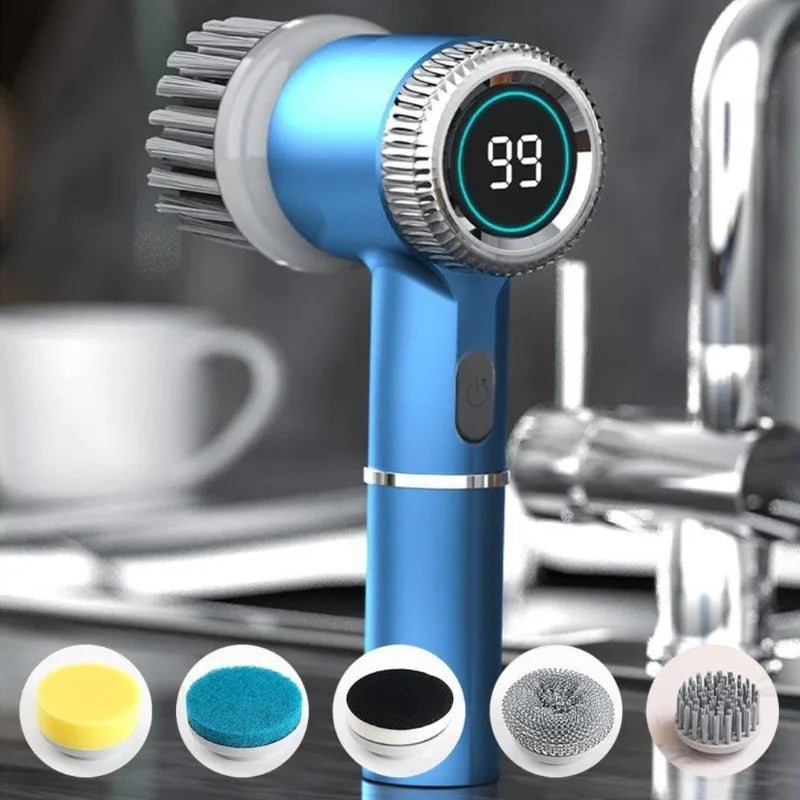 Multihead Electric Cleaning Brush Multifunctional Kitchen Bathroom Hot Sink Toilet Portable Cleaning Brush 5 Brush Heads Choice