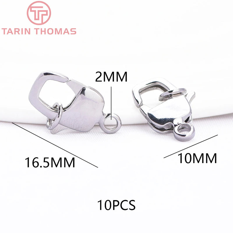 (3310) 15.6x9.6MM Hole 2MM 24K Gold Color Brass Lobster Clasps for Charms Pendants High Quality DIY Jewelry Making Findings