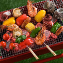12pcs/set 30cm Reusable BBQ Skewers With Wooden Handle Barbecue Needle Wood Stainless Steel Flattened Rounded Sign Optional Meat