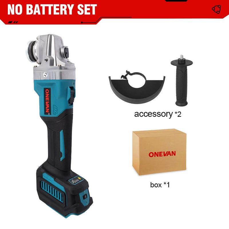 ONEVAN 5 Inch 125mm Brushless Electric Angle Grinder 6 Speed Cordless Polisher Multifunction Power Tools For Makita Battery Pin
